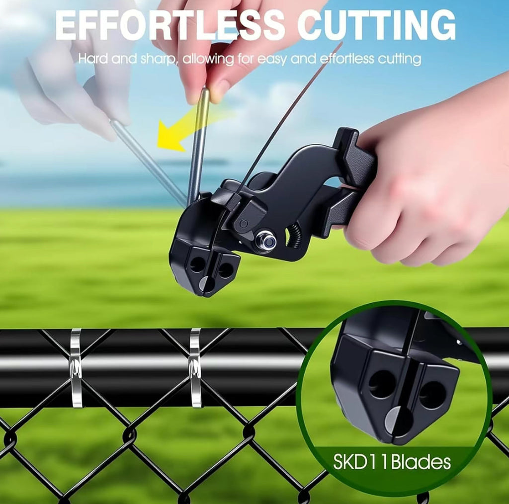 Built-in cutter trims the tie tail