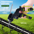 Tightening a stainless tie on a chain-link fence